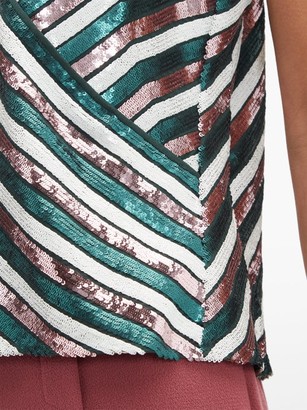 Diane von Furstenberg Agnes Sequin-striped Silk Top - Womens - Green Multi