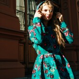 Thumbnail for your product : Rainsisters Emerald Green Waterproof Coat With Roses: Rosalie