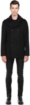 Thumbnail for your product : Mackage Carlo-F4 Classic Black Wool Peacoat With Leather Trim