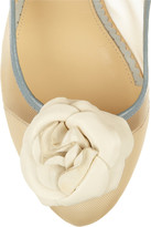 Thumbnail for your product : Charlotte Olympia Flora Leather And Mesh Pumps - Ivory