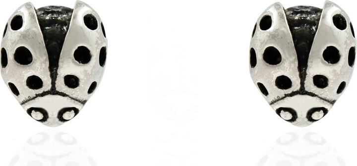 Lee Renee Ladybird Earrings - Silver - Wings Open