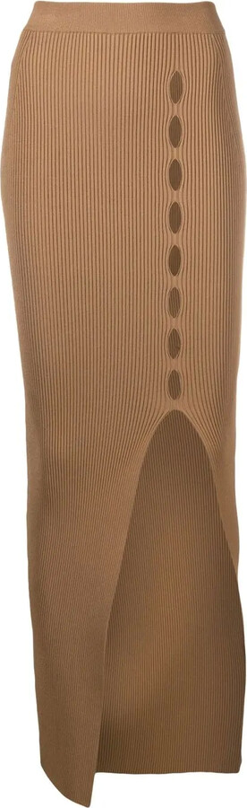 Roberto Cavalli Perforated Ribbed-Knit Skirt