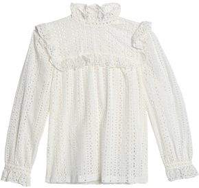 Claudie Pierlot Ruffled Broderie Anglaise Cotton Blouse