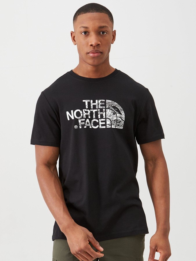 The North Face Short Sleeve Woodcut Dome T-Shirt Black - ShopStyle