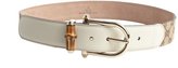 Thumbnail for your product : Gucci beige leather GG canvas bamboo buckle belt