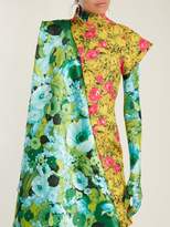 Thumbnail for your product : Richard Quinn Richard Quinn - Floral Print High Neck Velvet Top - Womens - Blue Print