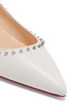 Thumbnail for your product : Christian Louboutin Anjalina Studded Leather Point-toe Flats - White