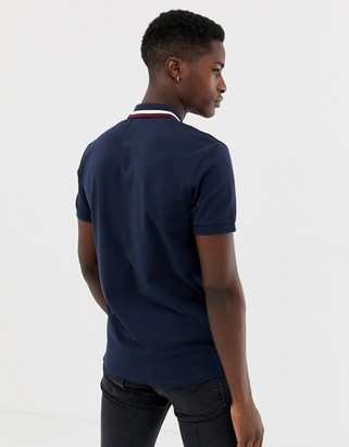 Jack and Jones Originals polo with logo and tipped collar in navy