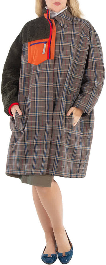 Kolor Ladies Glen Plaid Panelled Single-Breasted Coat