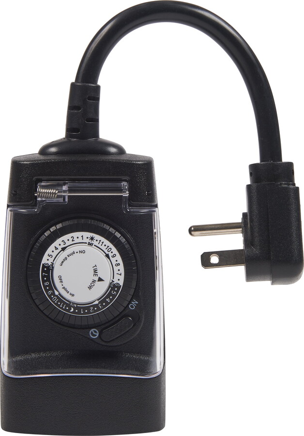 Hyper Tough All-Weather Outdoor Timer with 1 Grounded Outlet, 3-Prong Outlet, 6 inch Cord, 15 Amps