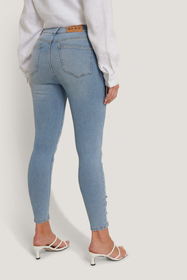 NA-KD Organic Cotton Ripped Hem Skinny Jeans