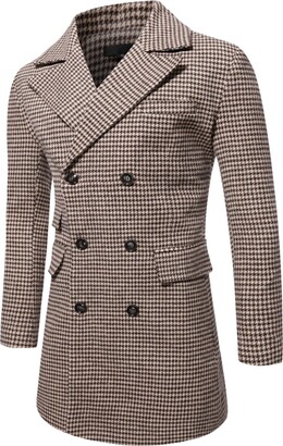 Generic Male Autumn And Winter Trench Coat Double Breasted Plaid Button  Lapel Pocket Large Size Long Sleeve Woolen Coat Jacket Big And Tall Coats  for Men (Coffee - ShopStyle