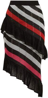 Marco De Vincenzo Asymmetric striped knit skirt