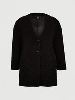 Thumbnail for your product : V By Very Curve Collarless Teddy Faux Fur Coat - Black