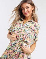 Thumbnail for your product : Monki Ninni floral print belted shirt dress in multi