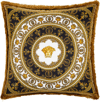 Versace Home - I Love Baroque Silk Cushion - 50x50cm - Black/White/Gold