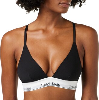Calvin Klein Women's Unlined Triangle Bralette - Modern Cotton - 53% Cotton  35% Modal 12% Elastane - Black - Semi-sheer Lace - Supportive Elastic  Underband - No Padding - Size S - ShopStyle Bras