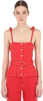 Thumbnail for your product : Sjyp Belted Cotton Denim Corset Top