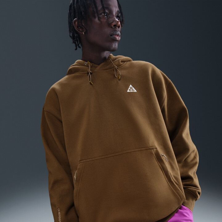 Men's Nike ACG Therma-FIT Fleece Pullover Hoodie in Brown | DZ3392-235