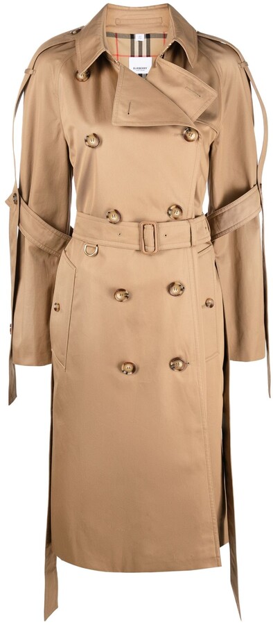 Burberry Double Breasted Cotton Trench Coat | Shop the world's 