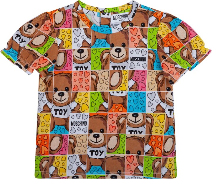 MOSCHINO BAMBINO Teddy Bear Logo-Print Crewneck Short Set