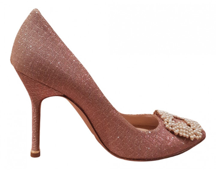 Manolo Blahnik pink Glitter Heels