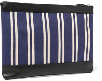 Balenciaga Leather-trimmed Striped Canvas Pouch - Blue