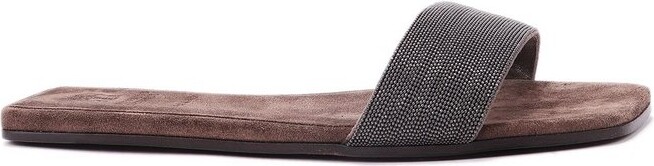 Brunello Cucinelli Embellished Open Toe Slides