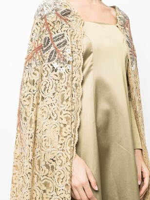 Shatha Essa Embroidered-Lace Cape Dress