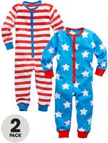 Thumbnail for your product : Ladybird Boys Stars and Stripe All-in-Ones (2 Pack)