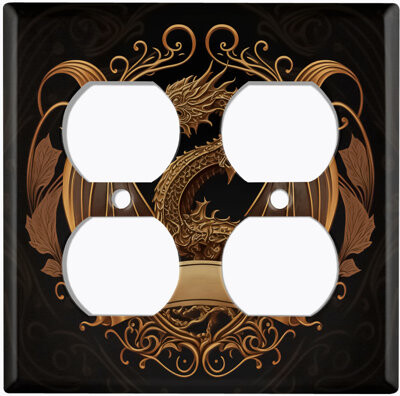 WorldAcc Dragon Crest 2-Gang Duplex Outlet Wall Plate