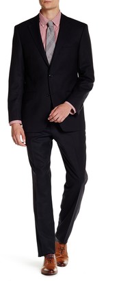 Ike Behar Navy Woven Two Button Notch Lapel Wool Suit