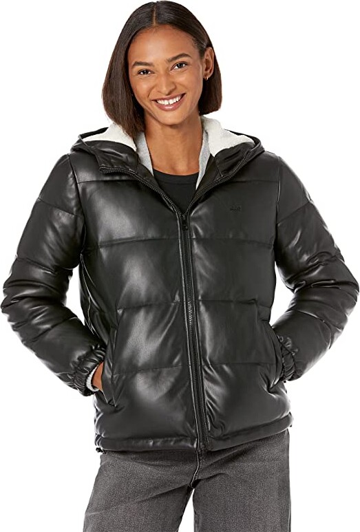Levi's Fleece Hood Faux Leather Moto Jacket - ShopStyle