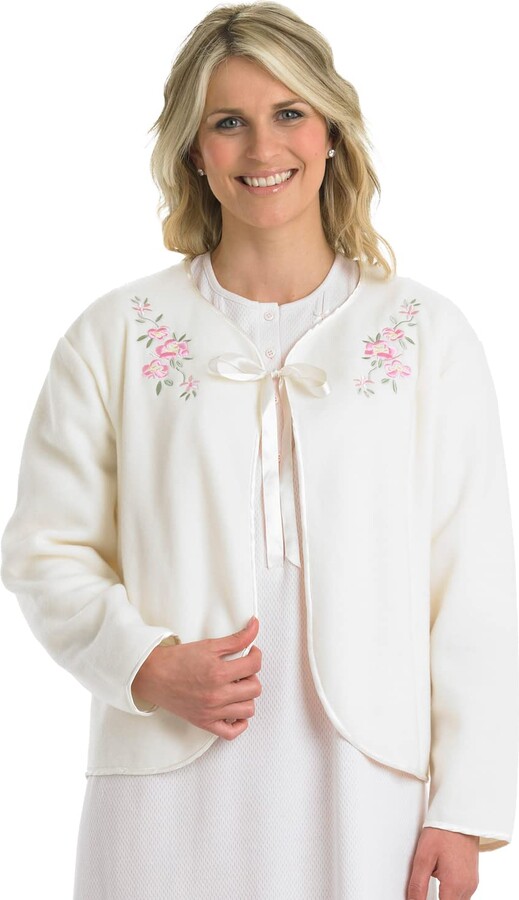 Slenderella Polar Fleece Ribbon Bed Jacket BJ44600 Vanilla 2XL - ShopStyle