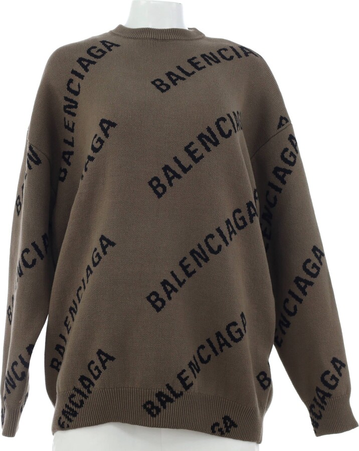 BALENCIAGA - Distressed Logo-Embroidered Wool-Blend Sweater - Gray  Balenciaga