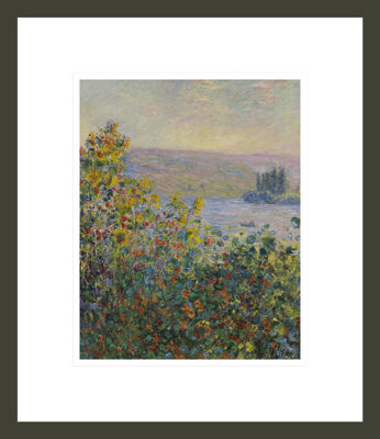 1000Museums Flower Beds at Vétheuil by Claude Monet -Framed Giclee Print