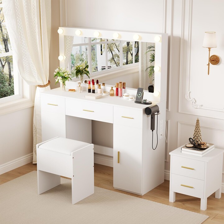 IDEALHOUSE Makeup Vanity Desk with Mirror and Lights