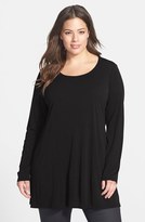 Thumbnail for your product : Eileen Fisher Scoop Neck Silk Jersey Tunic (Plus Size)
