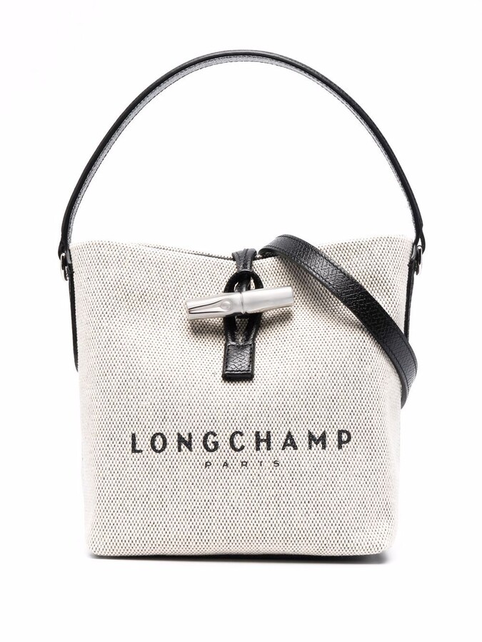 Longchamp small Roseau canvas bucket bag - ShopStyle