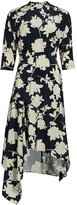 Thumbnail for your product : St. John Shadow Floral Silk Crepe de Chine Dress