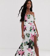 Thumbnail for your product : Parisian Tall off shoulder maxi dress in white floral print