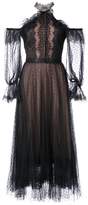 Marchesa Notte lace cold shoulder dress