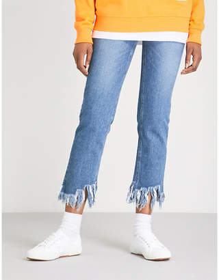 Sjyp Frayed-hem straight cropped high-rise jeans