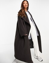 Thumbnail for your product : ASOS DESIGN smart oversized waterfall coat in dark brown