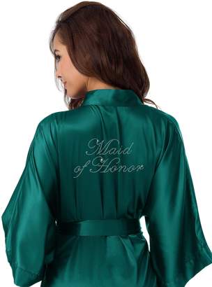 SIORO Womens Robe Silk Satin Robe Wedding Party Kimono Robe Personalized Maid of Honor Shower Bathrobe Bridal Pajamas Ladies Sleepwear Short Sky Gray S //ZS1604CPP08A//
