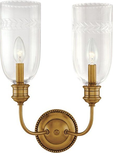 Hudson Valley Lighting Lafayette 2 Light Wall Sconce in Brass