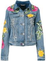 Philipp Plein floral patch denim jacket
