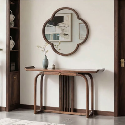 Orren Ellis New Chinese-style rectangular wooden console table