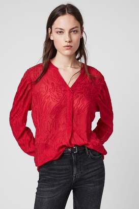 AllSaints Womens Red Rosi Top - Red