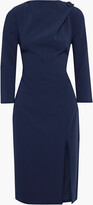 Thumbnail for your product : Badgley Mischka Button-embellished Stretch-crepe Dress